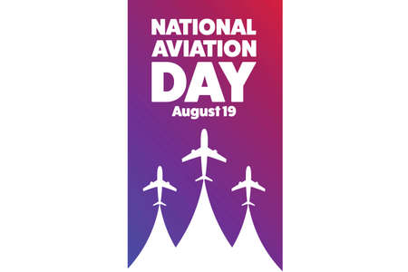 National Aviation Day. August 19. Holiday concept. Template for background, banner, card, poster with text inscription.のイラスト素材