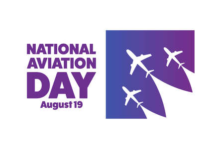 National Aviation Day. August 19. Holiday concept. Template for background, banner, card, poster with text inscription.のイラスト素材