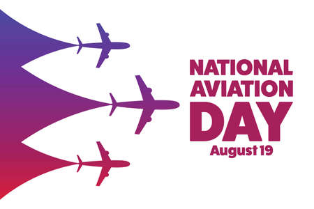 National Aviation Day. August 19. Holiday concept. Template for background, banner, card, poster with text inscription.のイラスト素材