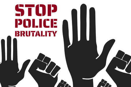 Stop police brutality concept. Template for background, banner, poster with text inscription. Vector EPS10 illustration.のイラスト素材