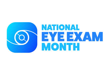 August is National Eye Exam Month. Holiday concept. Template for background, banner, card, poster with text inscription. Vector EPS10 illustration.のイラスト素材