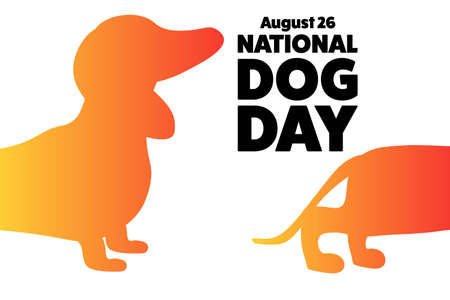National Dog Day. August 26. Holiday concept. Template for background, banner, card, poster with text inscription. Vector EPS10 illustration.のイラスト素材
