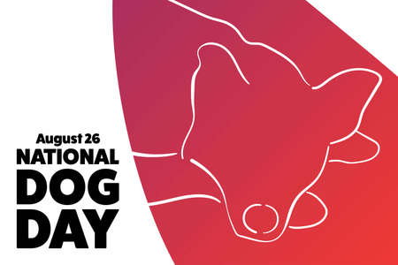 National Dog Day. August 26. Holiday concept. Template for background, banner, card, poster with text inscription. Vector EPS10 illustration.のイラスト素材