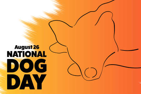 National Dog Day. August 26. Holiday concept. Template for background, banner, card, poster with text inscription. Vector EPS10 illustration.のイラスト素材