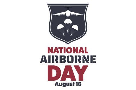 National Airborne Day. August 16. Holiday concept. Template for background, banner, card, poster with text inscription.のイラスト素材