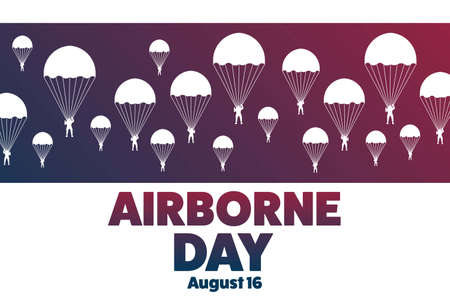 National Airborne Day. August 16. Holiday concept. Template for background, banner, card, poster with text inscription.のイラスト素材