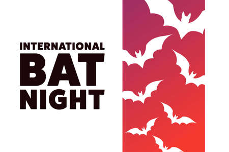 International Bat Night. Holiday concept. Template for background, banner, card, poster with text inscription. Vector EPS10 illustration.のイラスト素材