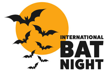 International Bat Night. Holiday concept. Template for background, banner, card, poster with text inscription. Vector EPS10 illustration.のイラスト素材
