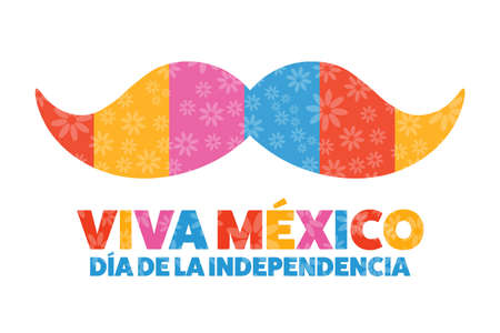 Inscription Mexico Independence Day and Long live Mexico in Spanish. September 16. Holiday concept. Template for background, banner, card, poster with text inscription. Vector illustration.のイラスト素材
