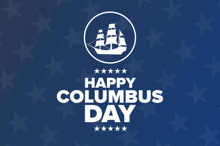 Columbus Day. Holiday concept. Template for background, banner, card, poster with text inscription. Vector EPS10 illustration.のイラスト素材