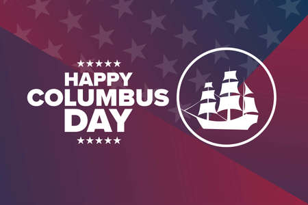 Columbus Day. Holiday concept. Template for background, banner, card, poster with text inscription. Vector EPS10 illustration.のイラスト素材