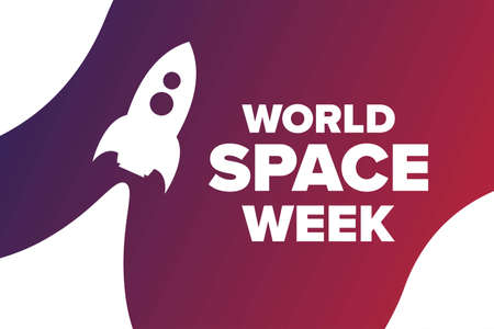 World Space Week. Holiday concept. Template for background, banner, card, poster with text inscription. Vector EPS10 illustration.のイラスト素材