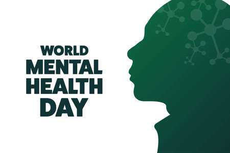 World Mental Health Day. Holiday concept. Template for background, banner, card, poster with text inscription. Vector illustration.のイラスト素材
