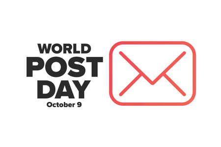 World Post Day. October 9. Holiday concept. Template for background, banner, card, poster with text inscription. Vector illustration.のイラスト素材