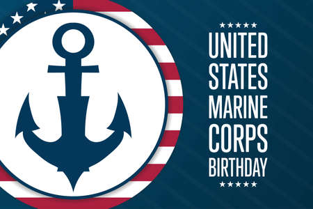 Happy Birthday United States Marine Corps. November 10. Holiday concept. Template for background, banner, card, poster with text inscription.のイラスト素材