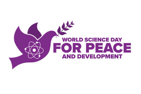 Science Day for Peace and Development. November 10. Holiday concept. Template for , banner, card, poster with text inscription.のイラスト素材