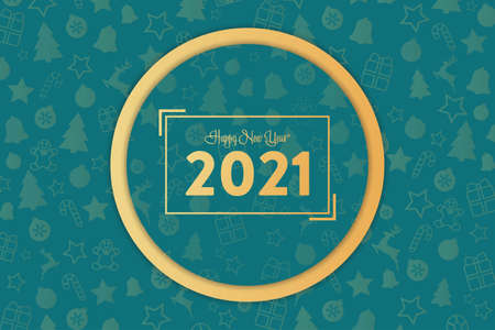 Happy New Year 2021. Holiday concept. Template for background, banner, card, poster with text...