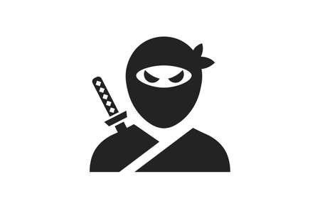 Ninja in mask with sword. Simple icon. Flat style element for graphic design. Vector illustration.のイラスト素材