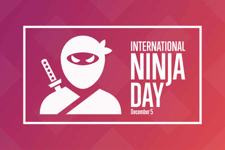 International Ninja Day. December 5. Holiday concept. Template for background, banner, card, poster with text inscription. Vector illustration.のイラスト素材