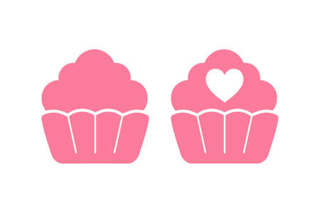 Cupcake. Simple icon set. Flat style element for graphic design. Vector EPS10 illustration.のイラスト素材