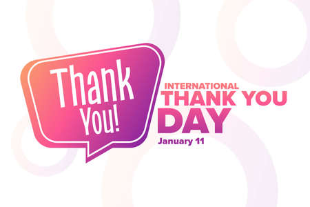 International Thank You Day. January 11. Holiday concept. Template for background, banner, card, poster with text inscription. Vector illustration.のイラスト素材
