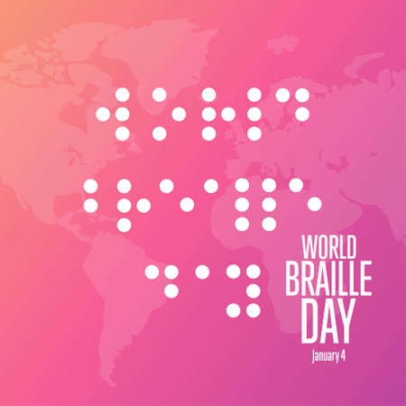 World Braille Day. January 4. Holiday concept. Template for background, banner, card, poster with text inscription. Vector  illustration.のイラスト素材