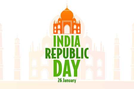 Happy India Republic Day. 26 January. Holiday concept. Template for background, banner, card, poster with text inscription. Vector EPS10 illustration.のイラスト素材