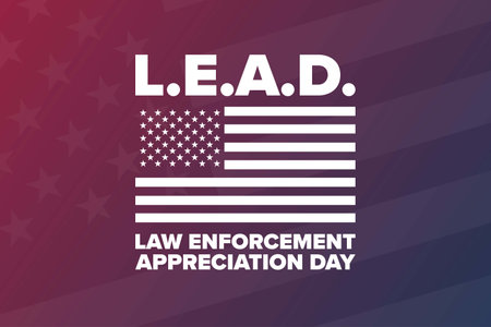 National Law Enforcement Appreciation Day L.E.A.D. January 9. Holiday concept. Template for background, banner, card, poster with text inscription. Vector illustration.のイラスト素材