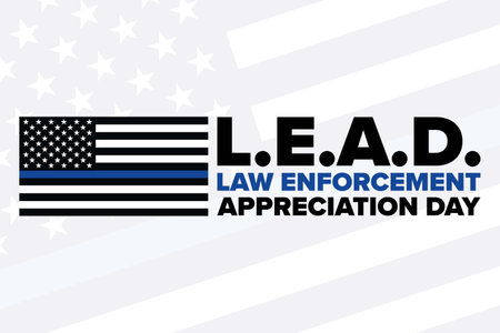 National Law Enforcement Appreciation Day L.E.A.D. January 9. Holiday concept. Template for background, banner, card, poster with text inscription. Vector illustration.のイラスト素材