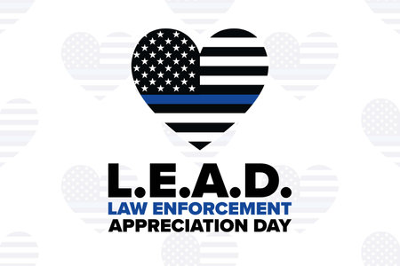 National Law Enforcement Appreciation Day L.E.A.D. January 9. Holiday concept. Template for background, banner, card, poster with text inscription. Vector illustration.のイラスト素材