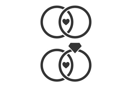 Wedding rings. Simple icon set. Flat style element for graphic design. Vector   illustration.のイラスト素材