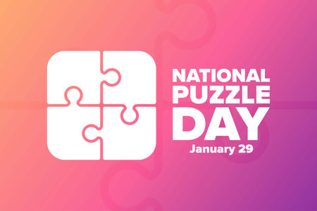 National Puzzle Day. January 29. Holiday concept. Template for background, banner, card, poster with text inscription. Vector illustration.のイラスト素材