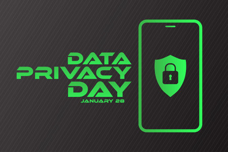 Data Privacy Day. January 28. Holiday concept. Template for background, banner, card, poster with text inscription. Vector illustration.のイラスト素材