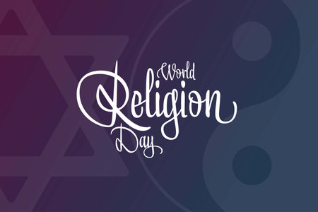 World Religion Day. The third Sunday in January. Holiday concept. Template for background, banner, card, poster with text inscription. Vector illustration.のイラスト素材