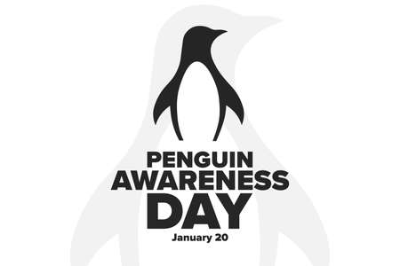 Penguin Awareness Day. January 20. Holiday concept. Template for background, banner, card, poster with text inscription. Vector illustration.のイラスト素材