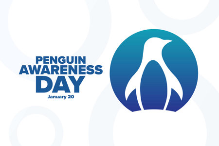 Penguin Awareness Day. January 20. Holiday concept. Template for background, banner, card, poster with text inscription. Vector illustration.のイラスト素材
