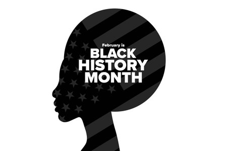 February is National Black History Month. Holiday concept. Template for background, banner, card, poster with text inscription. Vector EPS10 illustration.のイラスト素材