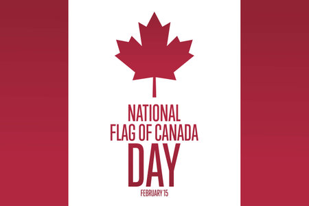 National Flag of Canada Day. February 15. Holiday concept. Template for background, banner, card, poster with text inscription. Vector illustration.のイラスト素材
