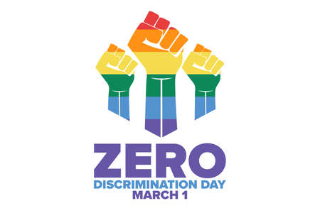 Zero Discrimination Day. March 1. Holiday concept. Template for background, banner, card, poster with text inscription.のイラスト素材