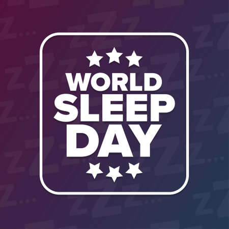 World Sleep Day. Holiday concept. Template for background, banner, card, poster with text inscription. Vector EPS10 illustration.のイラスト素材