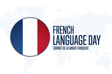 French Language Day. Inscription in French: French Language Day. March 20. Holiday concept. Template for background, banner, card, poster with text inscription. Vector EPS10 illustration.のイラスト素材