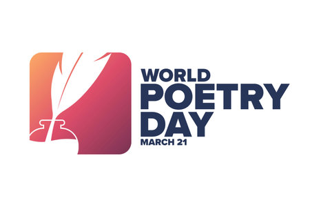 World Poetry Day. March 21. Holiday concept. Template for background, banner, card, poster with text inscription. Vector EPS10 illustration.のイラスト素材