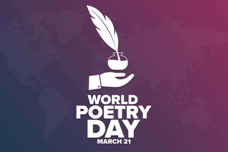 World Poetry Day. March 21. Holiday concept. Template for background, banner, card, poster with text inscription. Vector EPS10 illustration.のイラスト素材