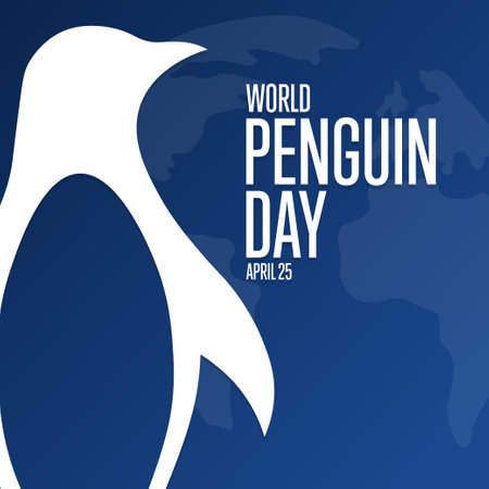 World Penguin Day. April 25. Holiday concept. Template for background, banner, card, poster with text inscription. Vector EPS10 illustration.のイラスト素材