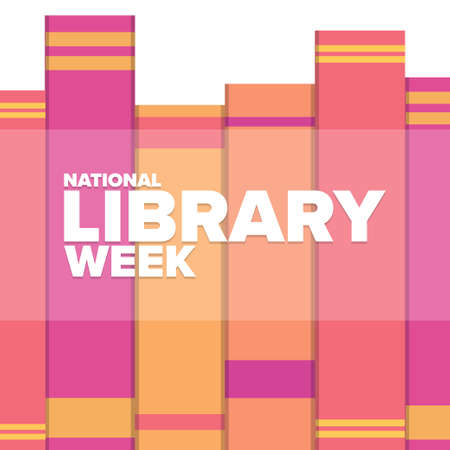 National Library Week. Holiday concept. Template for background, banner, card, poster with text inscription.のイラスト素材