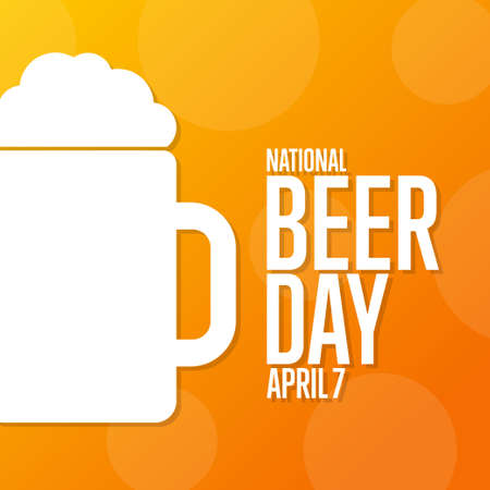 National Beer Day. April 7. Holiday concept. Template for background, banner, card, poster with text inscription.のイラスト素材