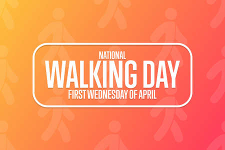 National Walking Day. First Wednesday of April. Holiday concept. Template for background, banner, card, poster with text inscription. Vector EPS10 illustration.のイラスト素材