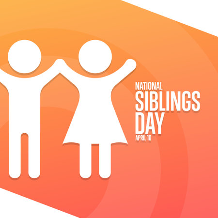 National Siblings Day. April 10. Holiday concept. Template for background, banner, card, poster with text inscription. Vector  illustration.のイラスト素材
