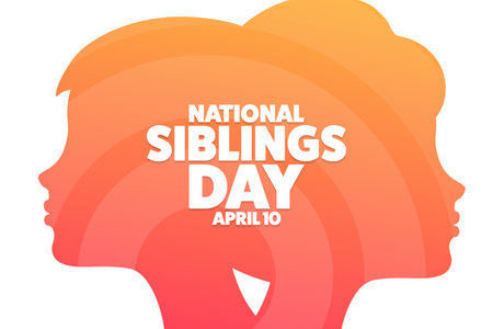 National Siblings Day. April 10. Holiday concept. Template for background, banner, card, poster with text inscription. Vector  illustration.のイラスト素材