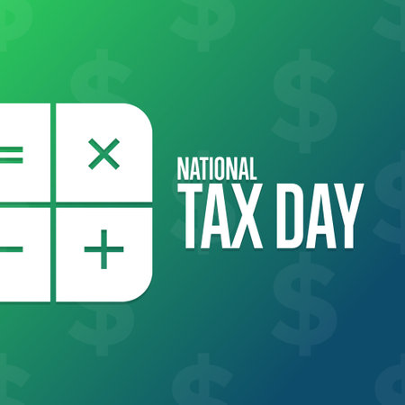 National Tax Day. Holiday concept. Template for background, banner, card, poster with text inscription. Vector  illustration. .のイラスト素材